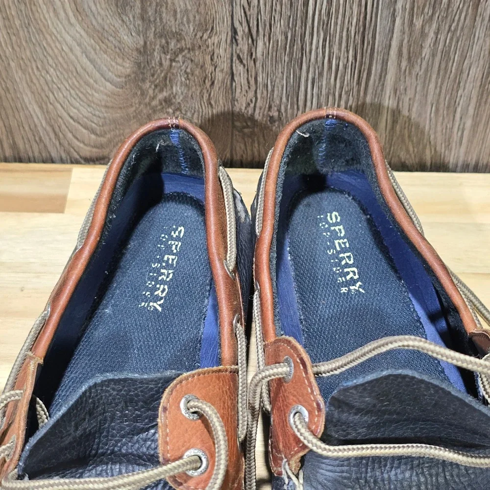 Sperry Top-Sider Billfish 3-Eye Boat Shoe‎ Men 11M Navy Brown Leather